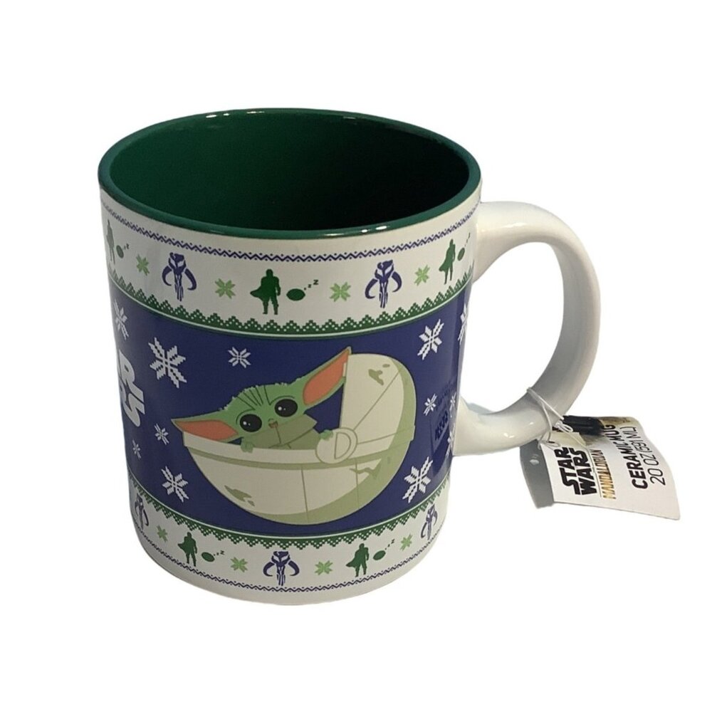 Disney Star Wars Mug Mandalorian Baby Yoda 20 oz Ceramic Coffee Cup Christmas - Picture 2 of 7